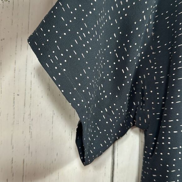 Eileen Fisher Gray Tencell Blend Morse Code Shift Short Sleeve Lightweight Dress - Picture 11 of 13